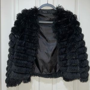 Black Etiquette Faux Fur Bomber Jacket 🖤